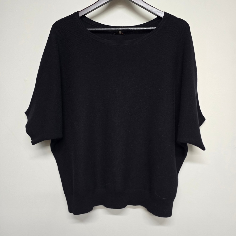 Quince Dolman Sleeve Knit Top Womens XL Black Cotton Cashmere Blend Minimalist
